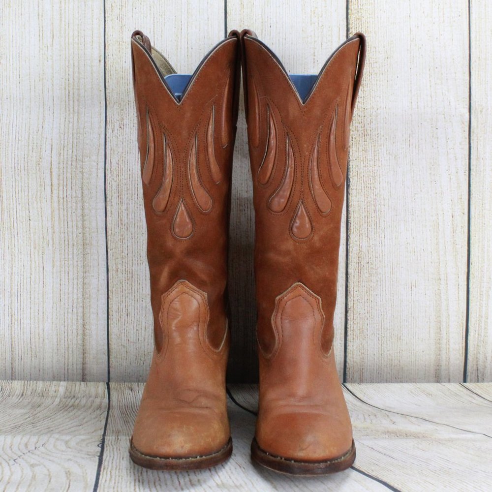 VTG! FRYE Rodeo Western Cowgirl Heeled Boots Sz 7 - Picture 4 of 9